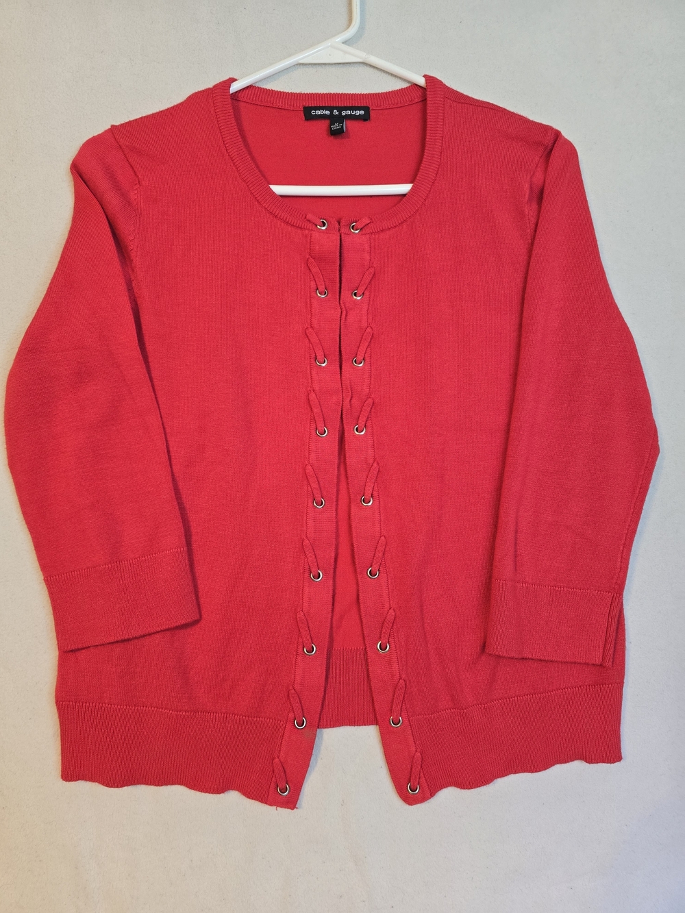 Cable & Gauge Pink Lace-Up Front Cardigan